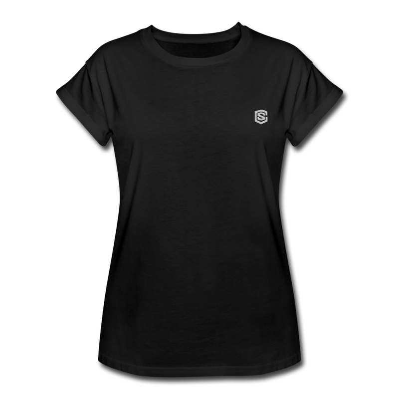 Women's Relaxed Fit T-Shirt   WITH SILIVER LOGO - black