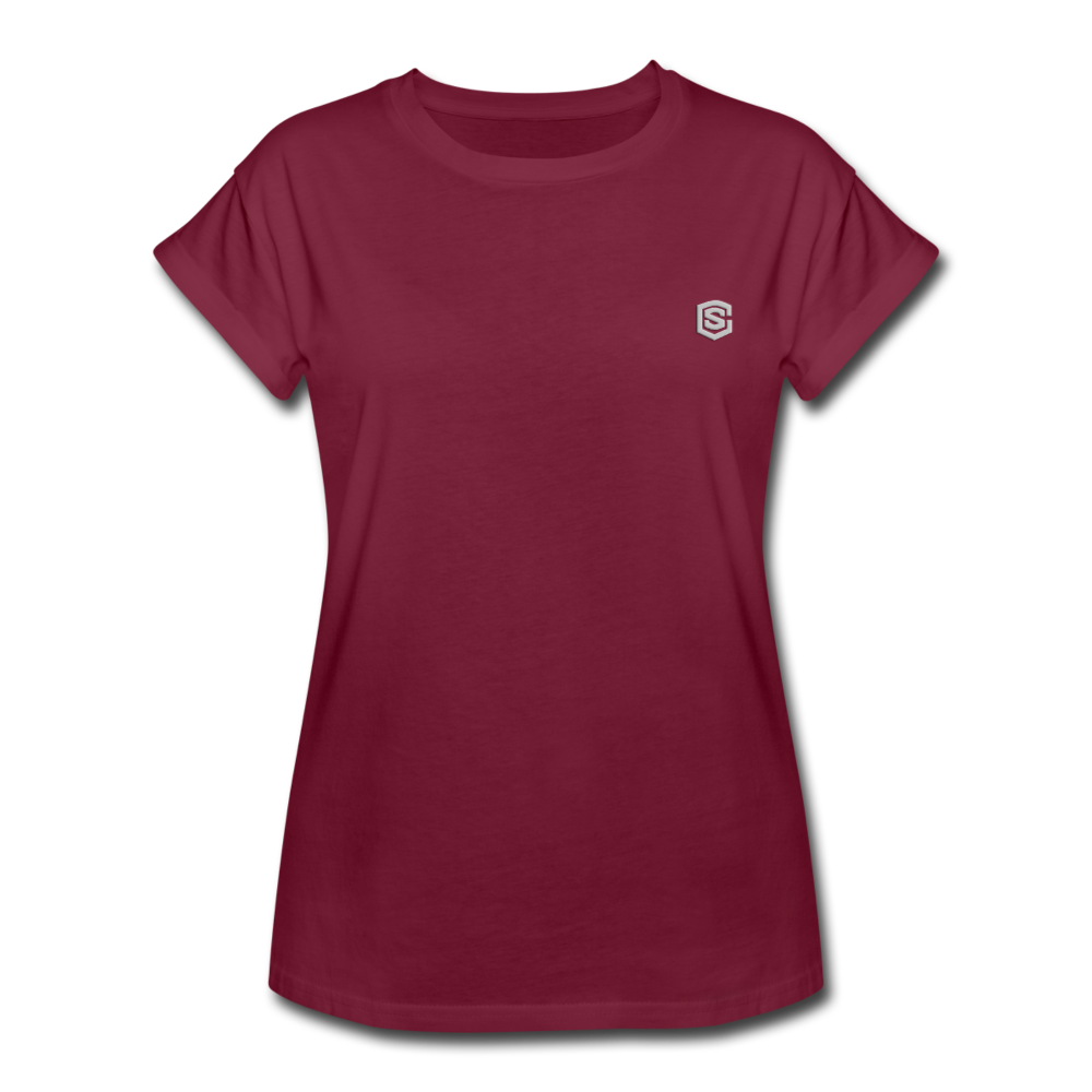 Women's Relaxed Fit T-Shirt   WITH SILIVER LOGO - burgundy