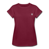 Women's Relaxed Fit T-Shirt   WITH SILIVER LOGO - burgundy