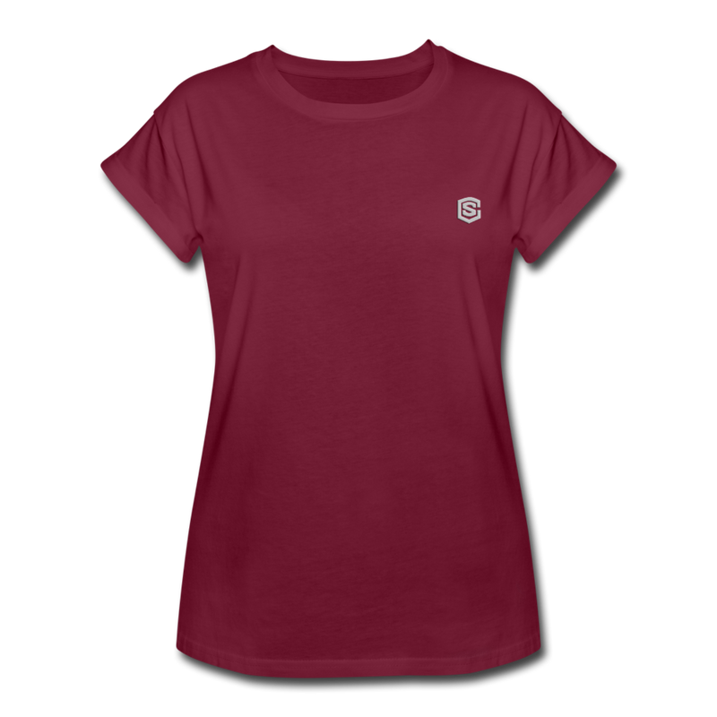 Women's Relaxed Fit T-Shirt   WITH SILIVER LOGO - burgundy