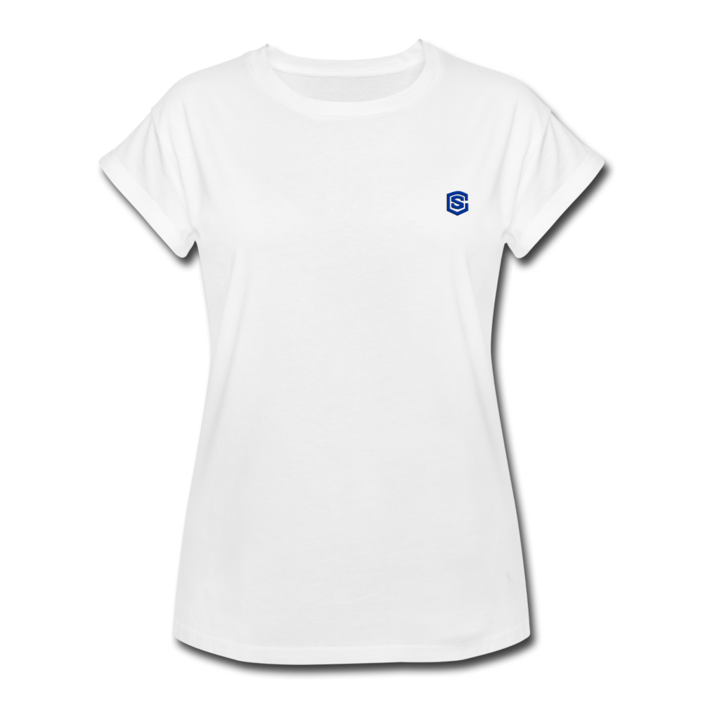 Women's Relaxed Fit T-Shirt   WITH BLUE LOGO - white