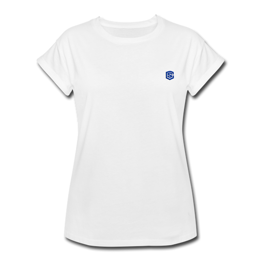 Women's Relaxed Fit T-Shirt   WITH BLUE LOGO - white