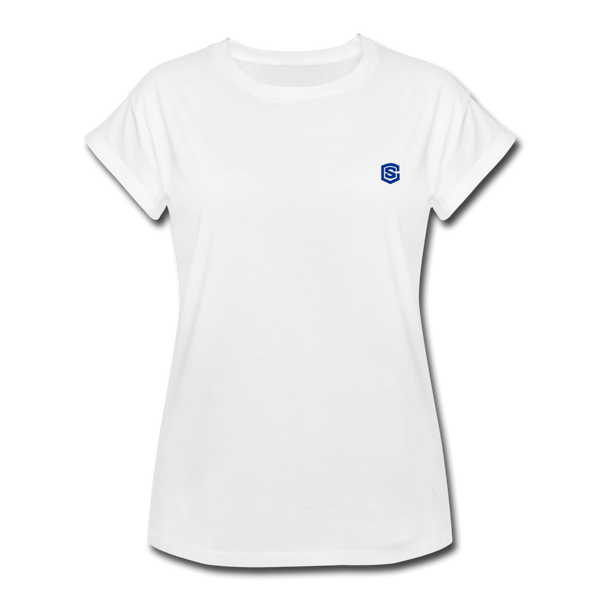 Women's Relaxed Fit T-Shirt   WITH BLUE LOGO - white