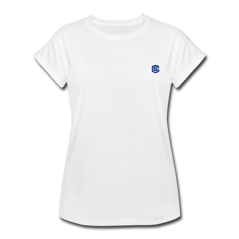 Women's Relaxed Fit T-Shirt   WITH BLUE LOGO - white