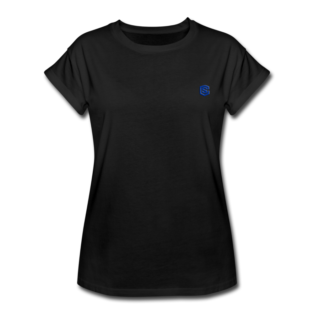 Women's Relaxed Fit T-Shirt   WITH BLUE LOGO - black