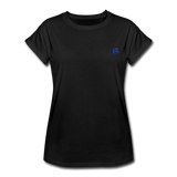 Women's Relaxed Fit T-Shirt   WITH BLUE LOGO - black