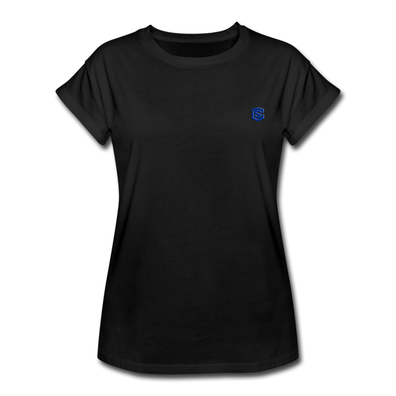 Women's Relaxed Fit T-Shirt   WITH BLUE LOGO - black