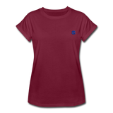 Women's Relaxed Fit T-Shirt   WITH BLUE LOGO - burgundy