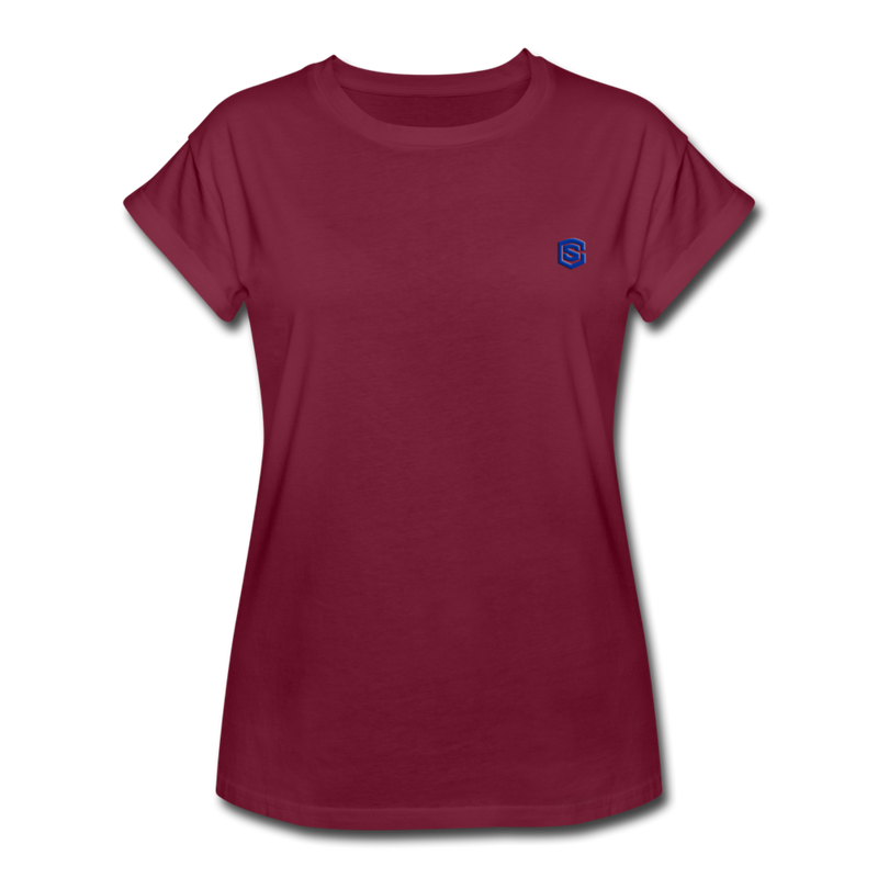 Women's Relaxed Fit T-Shirt   WITH BLUE LOGO - burgundy