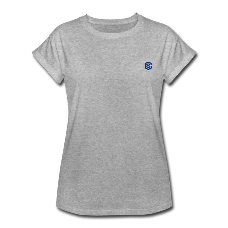 Women's Relaxed Fit T-Shirt   WITH BLUE LOGO - heather gray