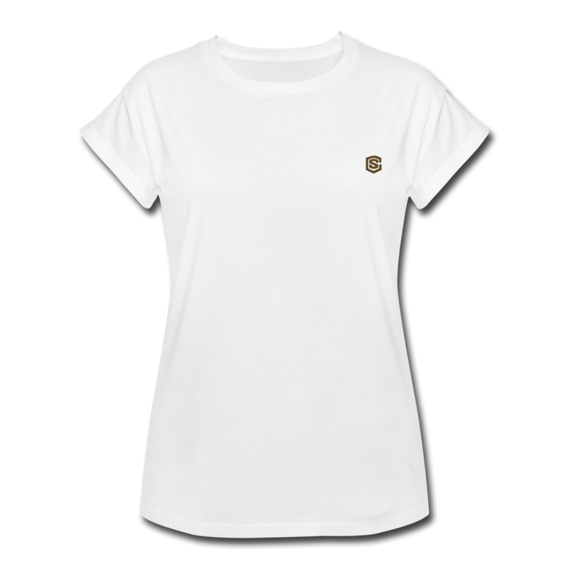 Women's Relaxed Fit T-Shirt   WITH BROWN LOGO - white