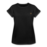 Women's Relaxed Fit T-Shirt   WITH BROWN LOGO - black