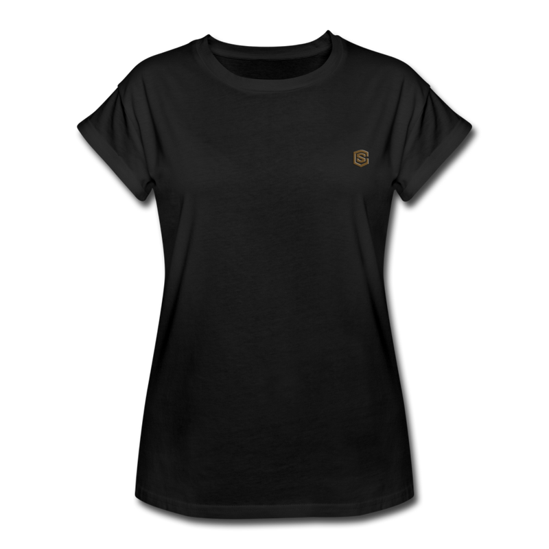 Women's Relaxed Fit T-Shirt   WITH BROWN LOGO - black