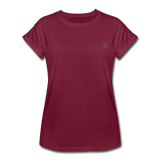 Women's Relaxed Fit T-Shirt   WITH BROWN LOGO - burgundy