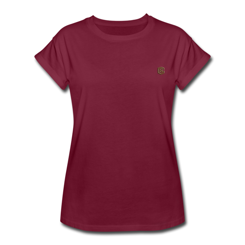 Women's Relaxed Fit T-Shirt   WITH BROWN LOGO - burgundy