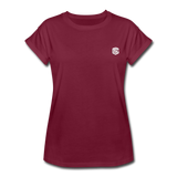 Women's Relaxed Fit T-Shirt   WITH WHITE LOGO - burgundy