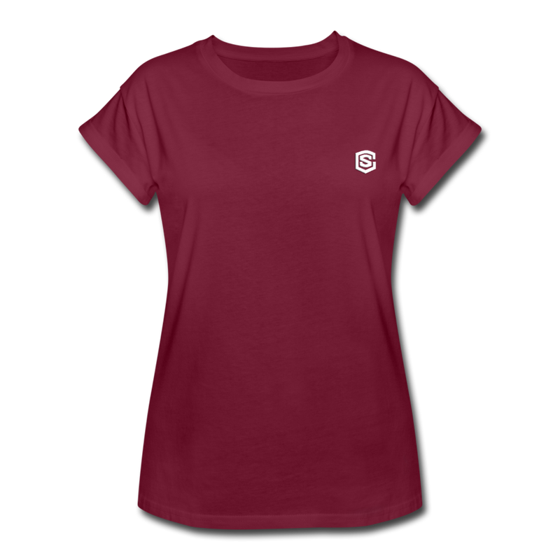 Women's Relaxed Fit T-Shirt   WITH WHITE LOGO - burgundy