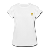 Women's Relaxed Fit T-Shirt   WITH GOLD LOGO - white