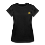 Women's Relaxed Fit T-Shirt   WITH GOLD LOGO - black