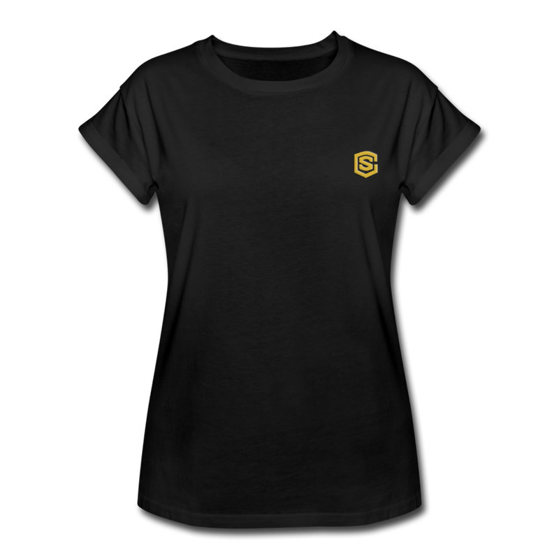 Women's Relaxed Fit T-Shirt   WITH GOLD LOGO - black