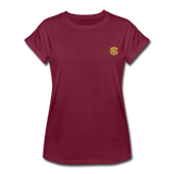 Women's Relaxed Fit T-Shirt   WITH GOLD LOGO - burgundy