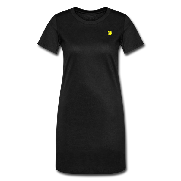 Women's T-Shirt Dress   WITH YELLOW  LOGO - black