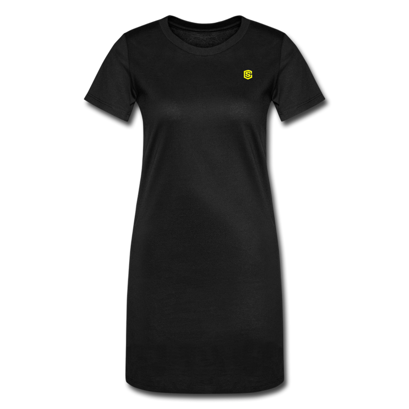 Women's T-Shirt Dress   WITH YELLOW  LOGO - black