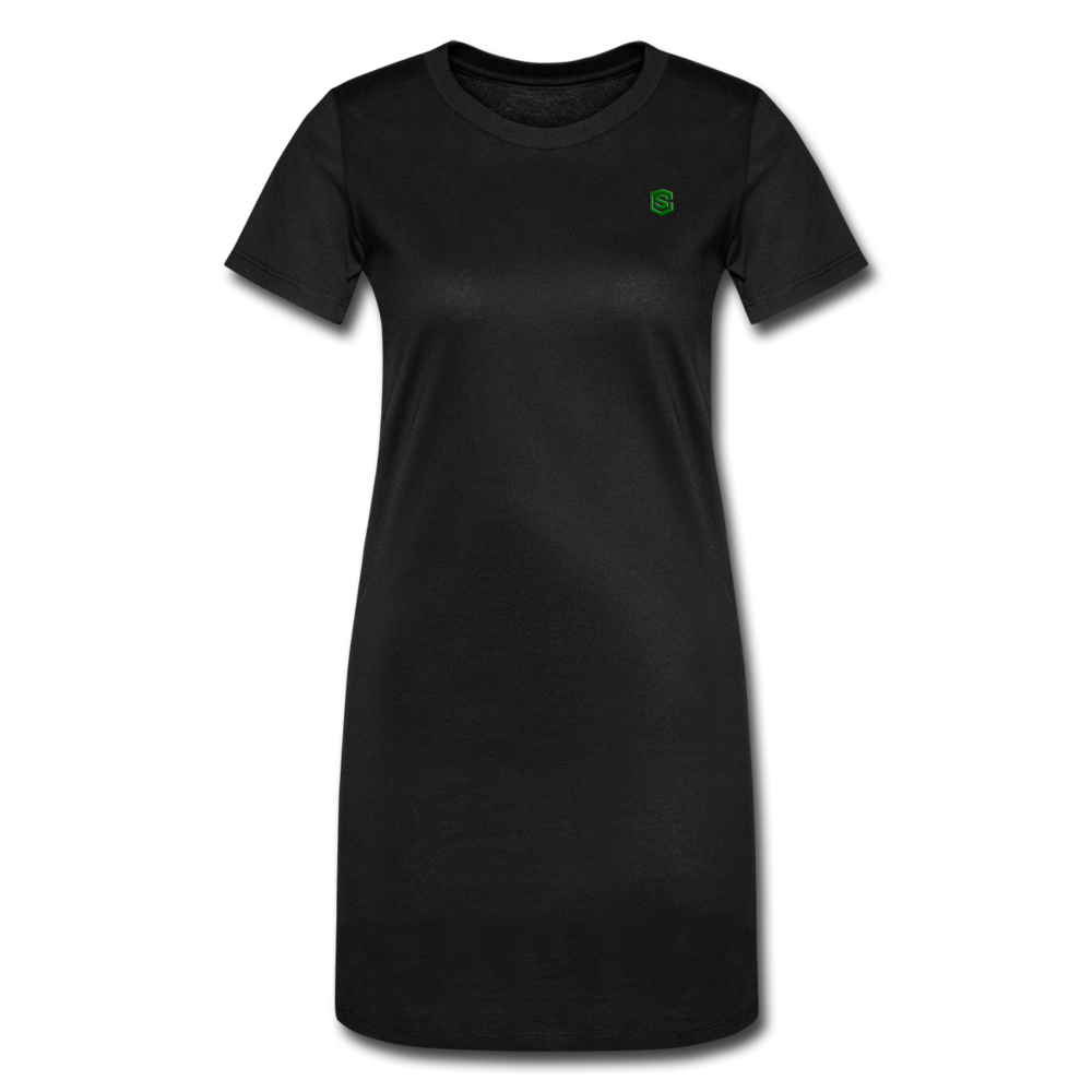 Women's T-Shirt Dress   WITH GREEN LOGO - black