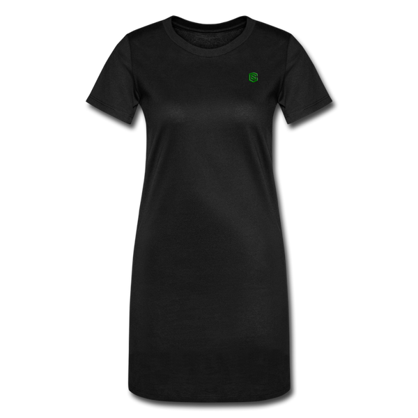 Women's T-Shirt Dress   WITH GREEN LOGO - black