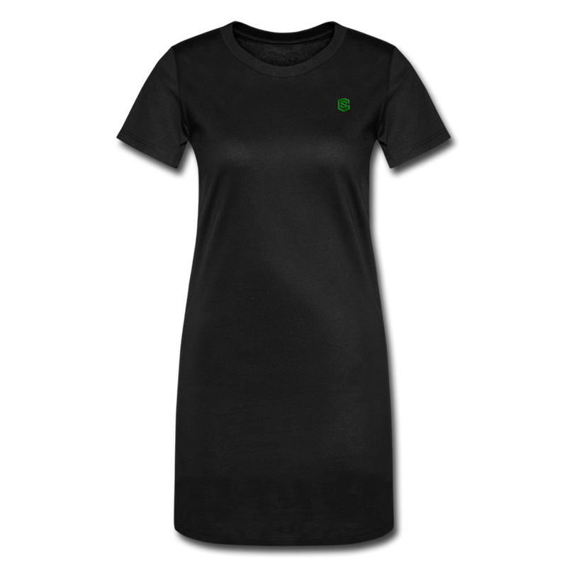 Women's T-Shirt Dress   WITH GREEN LOGO - black