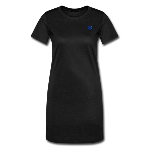 Women's T-Shirt Dress   WITH BLUE LOGO - black