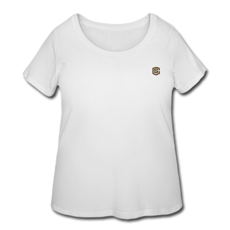 Women’s Curvy T-Shirt   WITH BROWN LOGO - white