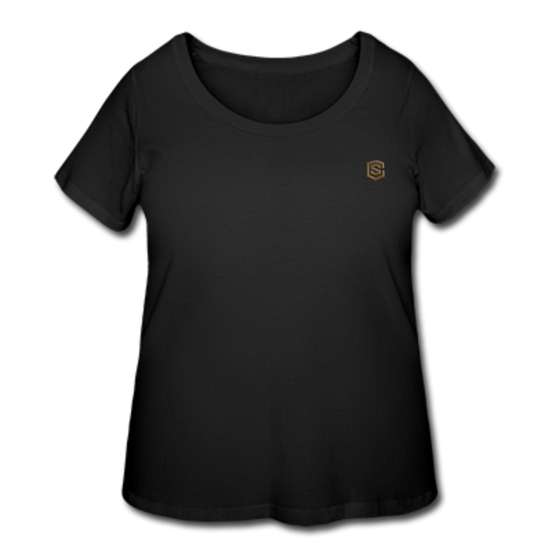 Women’s Curvy T-Shirt   WITH BROWN LOGO - black