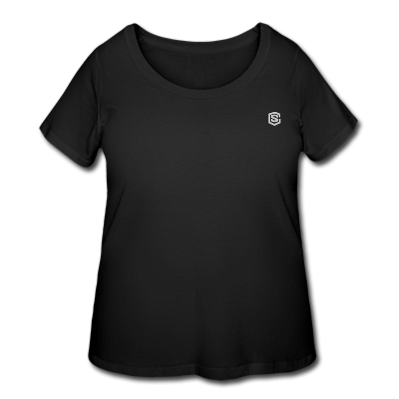 Women’s Curvy T-Shirt   WITH SILIVER LOGO - black