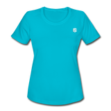 Women's Moisture Wicking Performance T-Shirt   WITH WHITE LOGO - turquoise