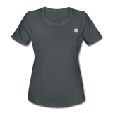 Women's Moisture Wicking Performance T-Shirt   WITH WHITE LOGO - charcoal