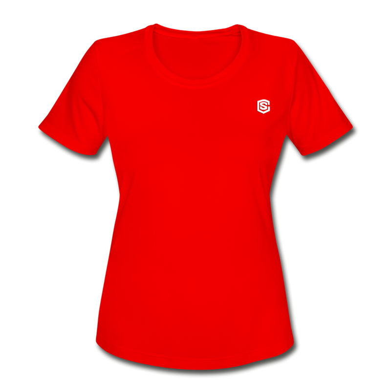 Women's Moisture Wicking Performance T-Shirt   WITH WHITE LOGO - red