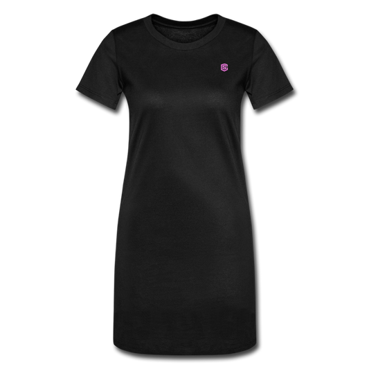 Women's T-Shirt Dress   WITH PINK LOGO - black