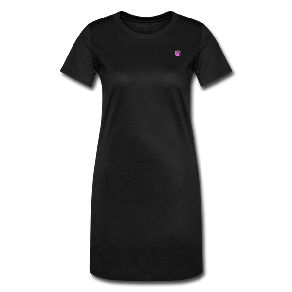 Women's T-Shirt Dress   WITH PINK LOGO - black