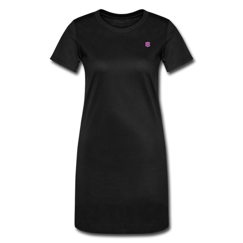 Women's T-Shirt Dress   WITH PINK LOGO - black