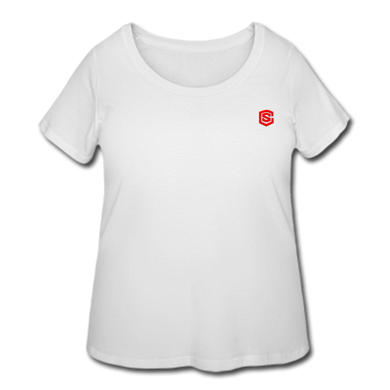 Women’s Curvy T-Shirt   WITH RED LOGO - white