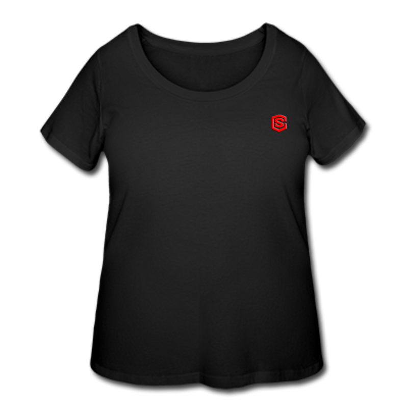 Women’s Curvy T-Shirt   WITH RED LOGO - black