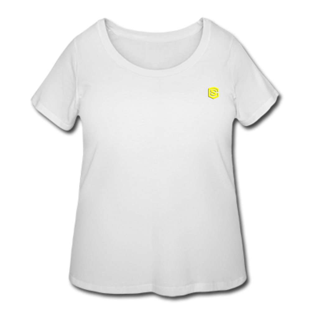 Women’s Curvy T-Shirt   WITH YELLOW LOGO - white