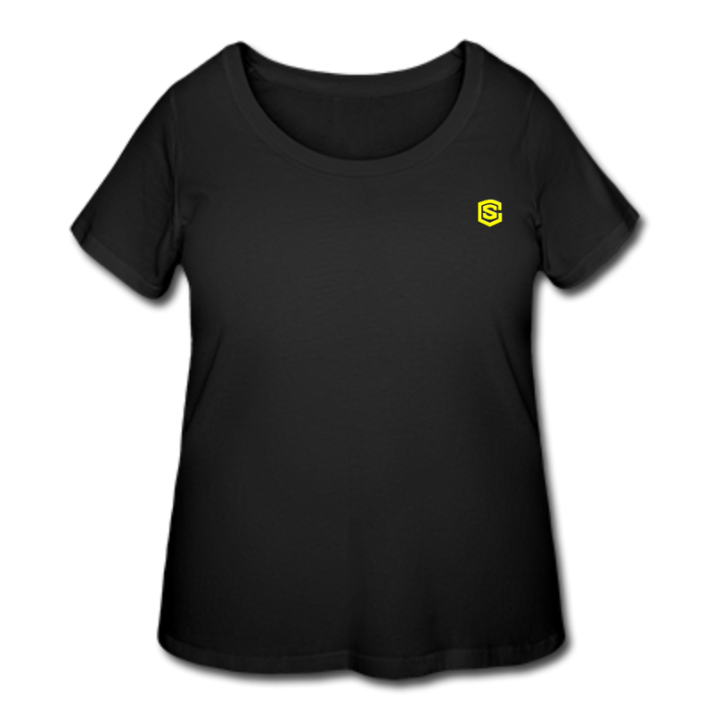 Women’s Curvy T-Shirt   WITH YELLOW LOGO - black