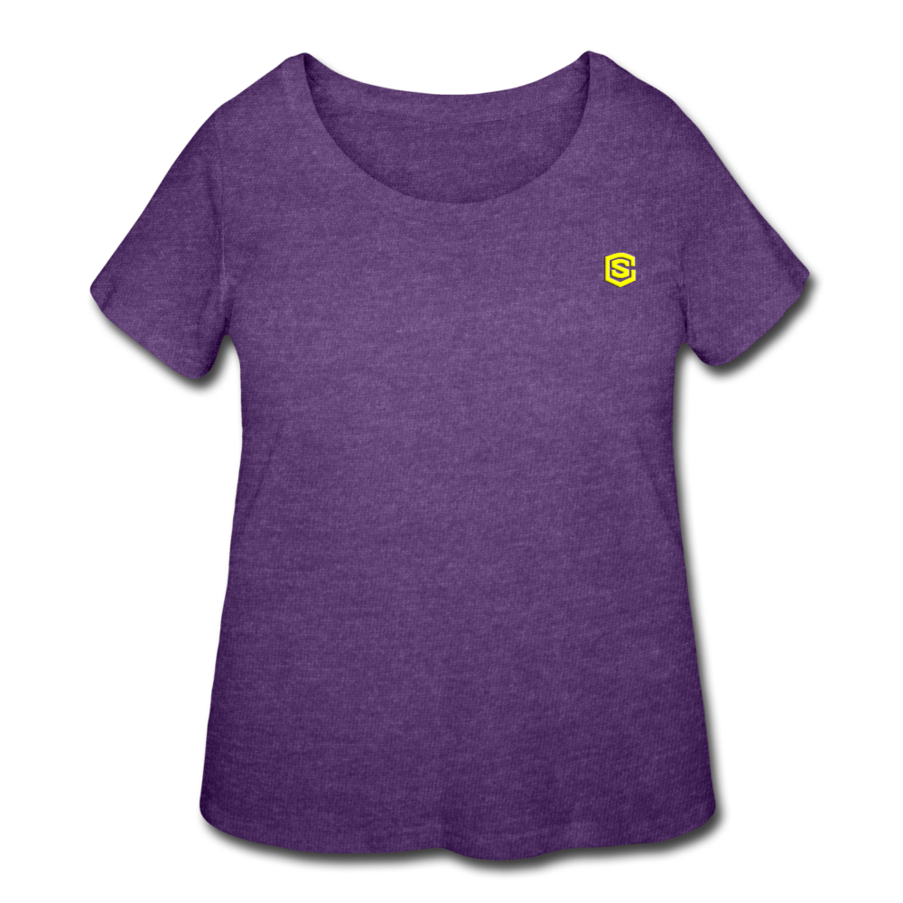 Women’s Curvy T-Shirt   WITH YELLOW LOGO - heather purple