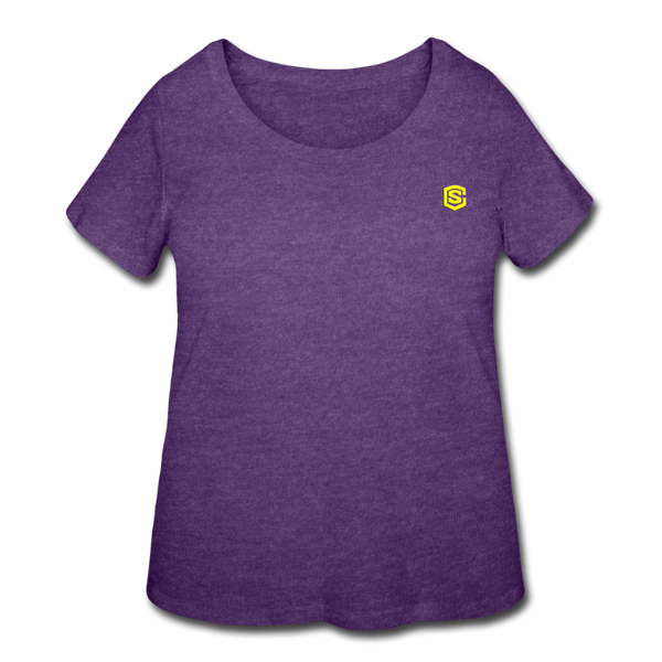 Women’s Curvy T-Shirt   WITH YELLOW LOGO - heather purple