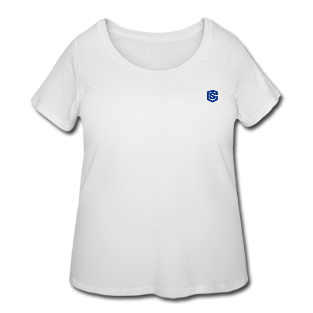 Women’s Curvy T-Shirt   WITH BLUE LOGO - white