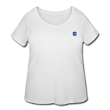 Women’s Curvy T-Shirt   WITH BLUE LOGO - white