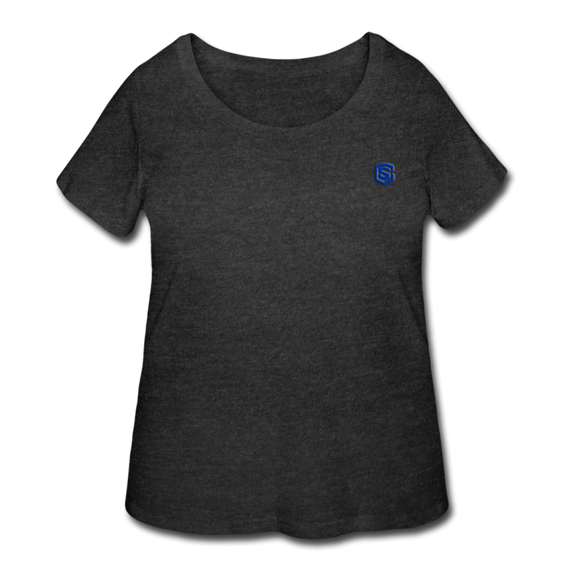 Women’s Curvy T-Shirt   WITH BLUE LOGO - deep heather