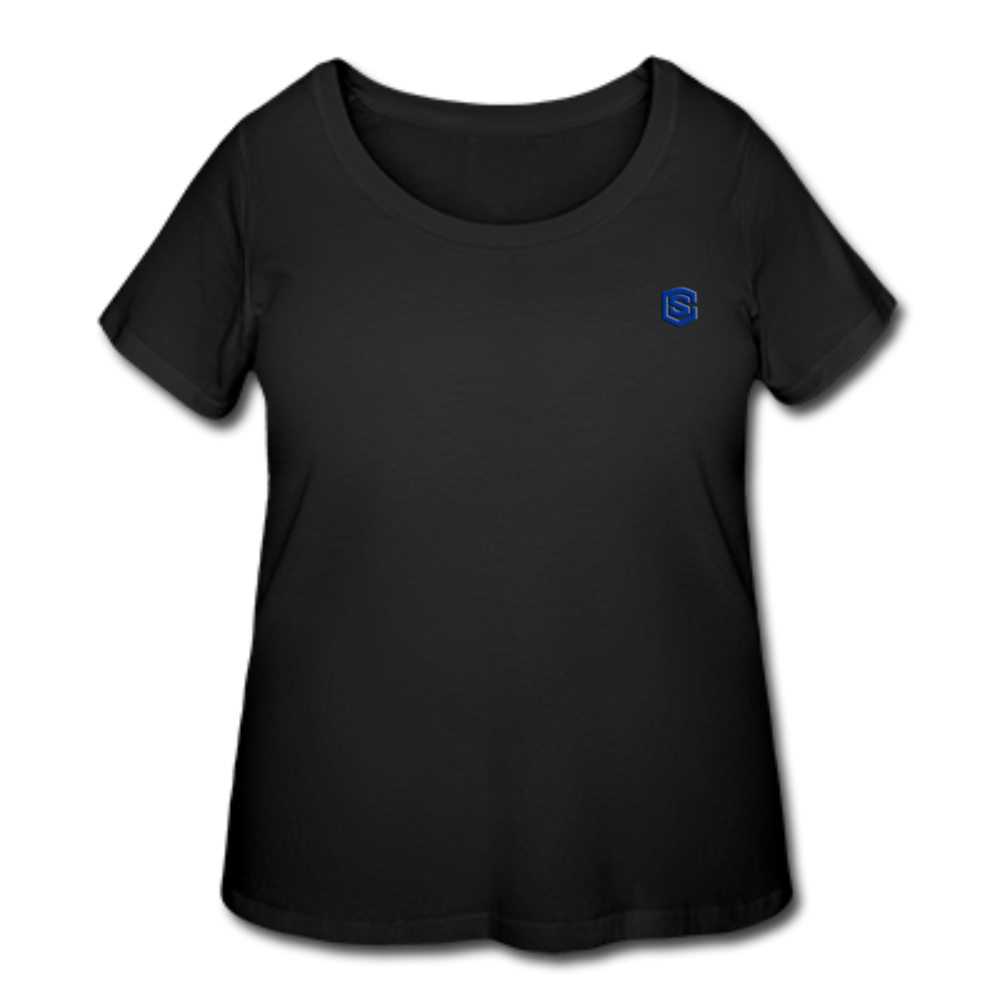 Women’s Curvy T-Shirt   WITH BLUE LOGO - black